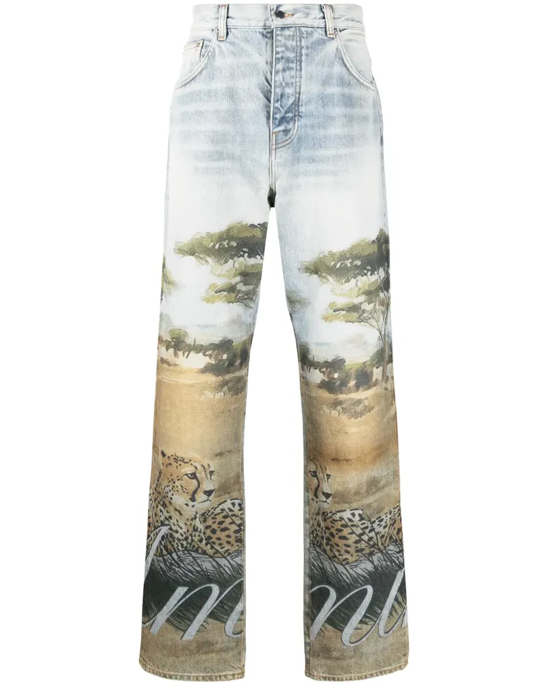 Amiri Jeans mit grafischem Print - Blau Blau