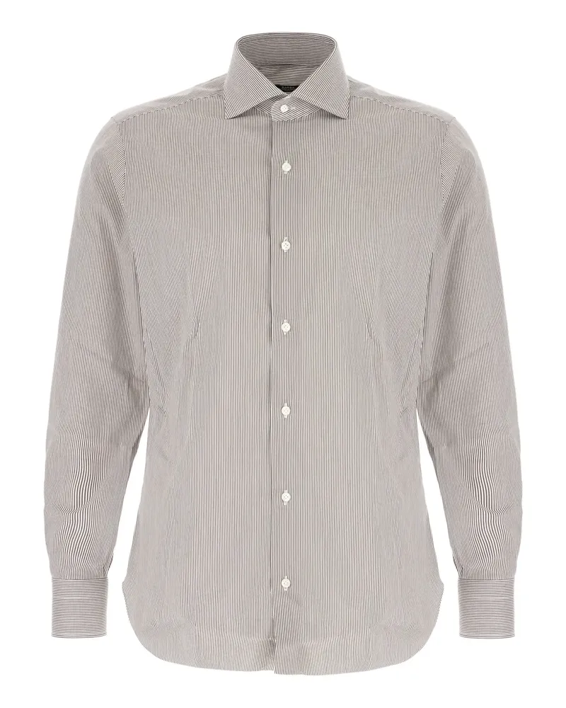 BARBA Gestreiftes Hemd - Braun Braun