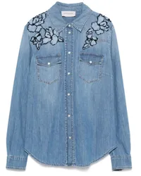 Ermanno Scervino Rock mit Blumenstickerei Blau