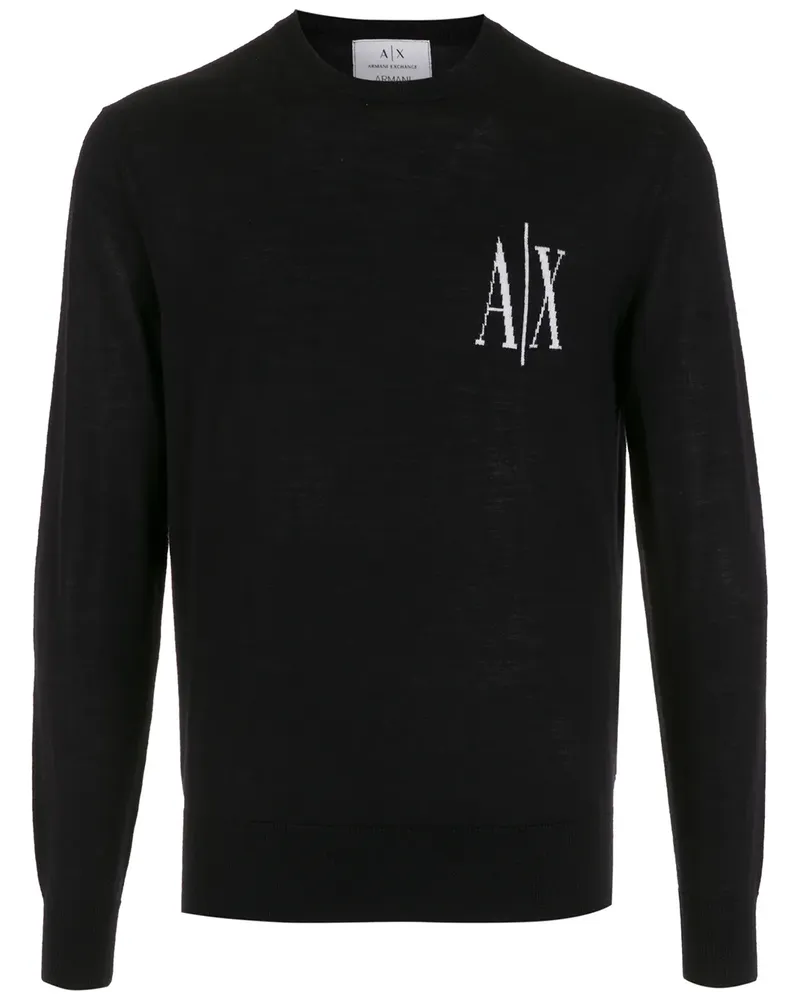 Armani Exchange Pullover mit Logo-Print - Schwarz Schwarz