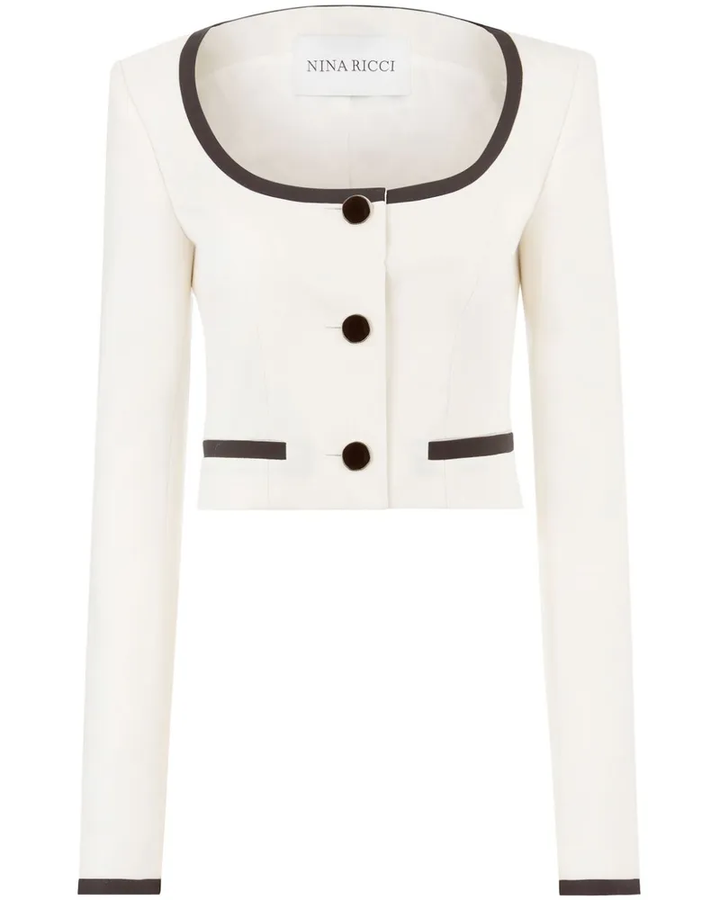 Nina Ricci Cropped-Jacke mit rundem Ausschnitt - Weiß Weiß