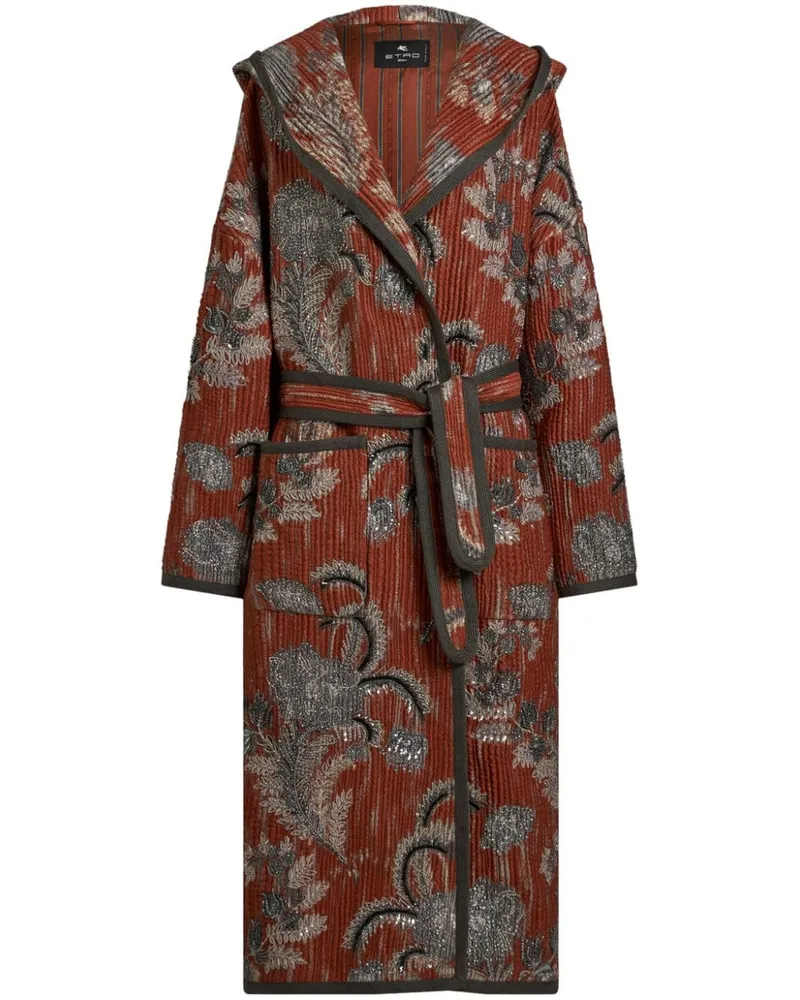 Etro Gesteppter Jacquard-Mantel - Rot Rot