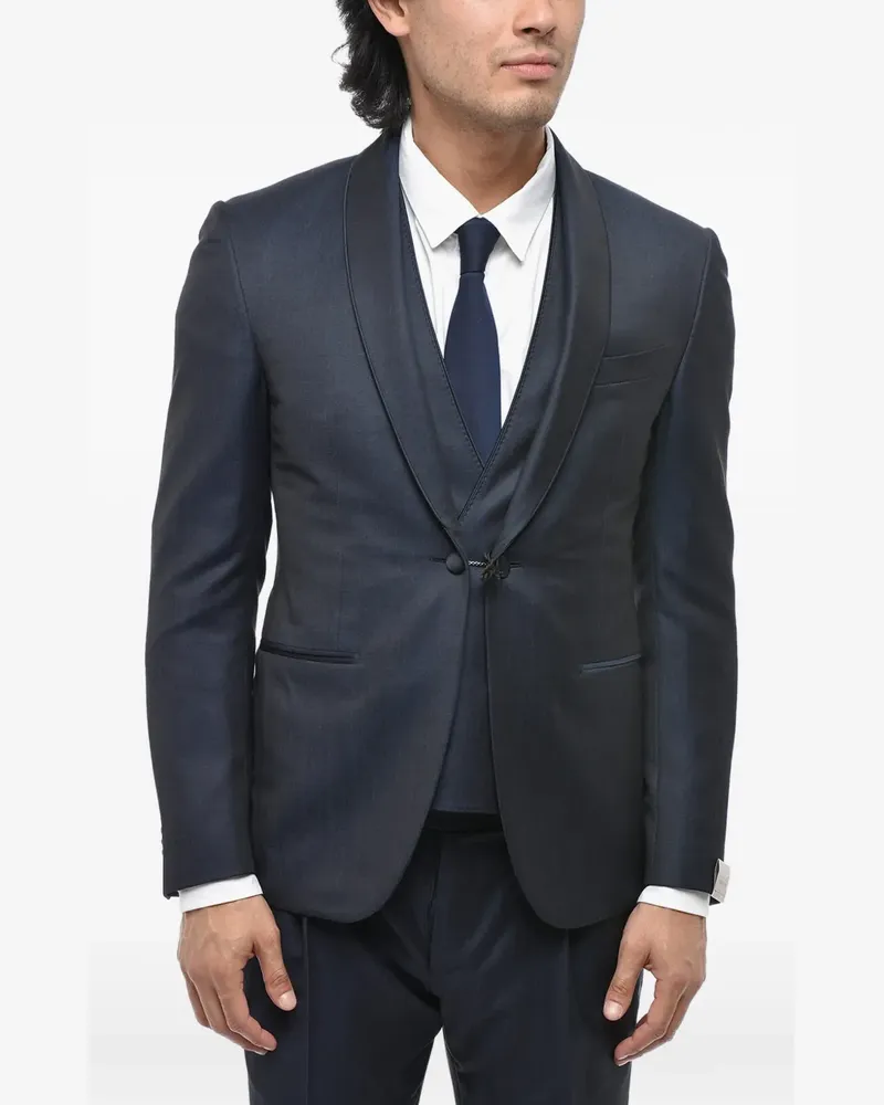 Corneliani Dreiteiliger Anzug mit Satinbesatz - Blau Blau