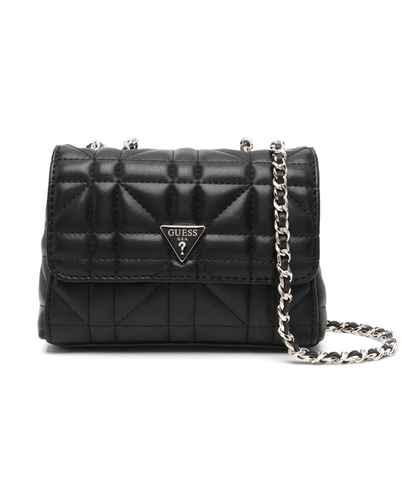 Guess Schultertasche mit Logo-Schild - Schwarz Schwarz