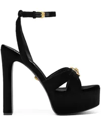 Versace Gianni Ribbon Sandalen aus Samt 140mm Schwarz