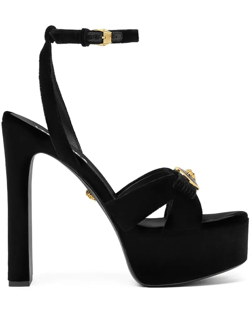 Versace Gianni Ribbon Sandalen aus Samt 140mm - Schwarz Schwarz