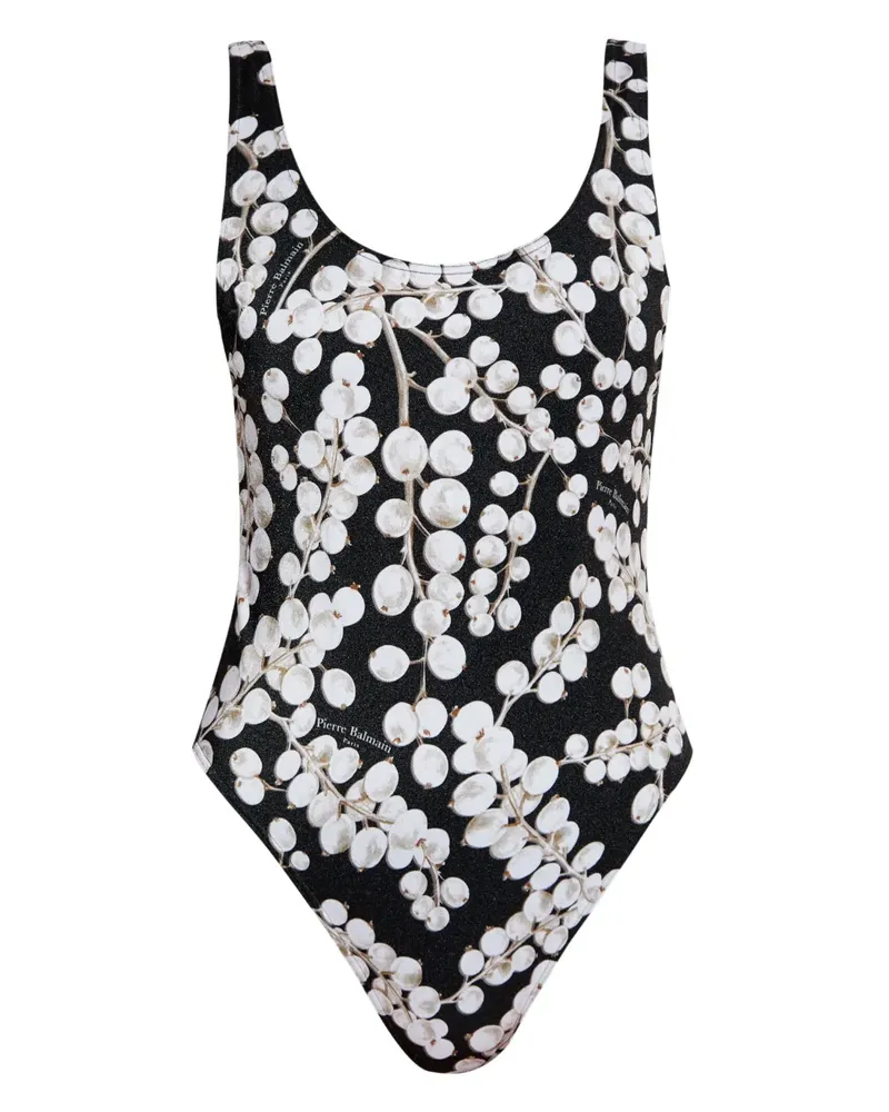 Balmain Badeanzug mit grafischem Print - Schwarz Schwarz
