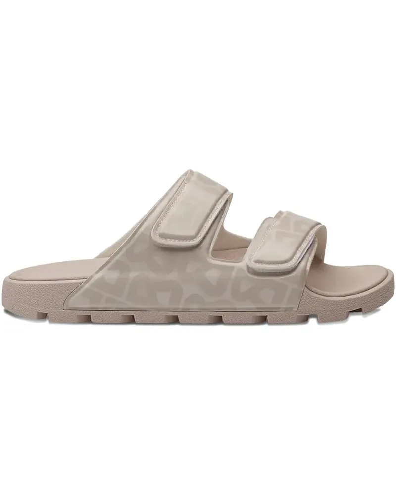Bogner logo-pattern strapped slides - Nude Nude