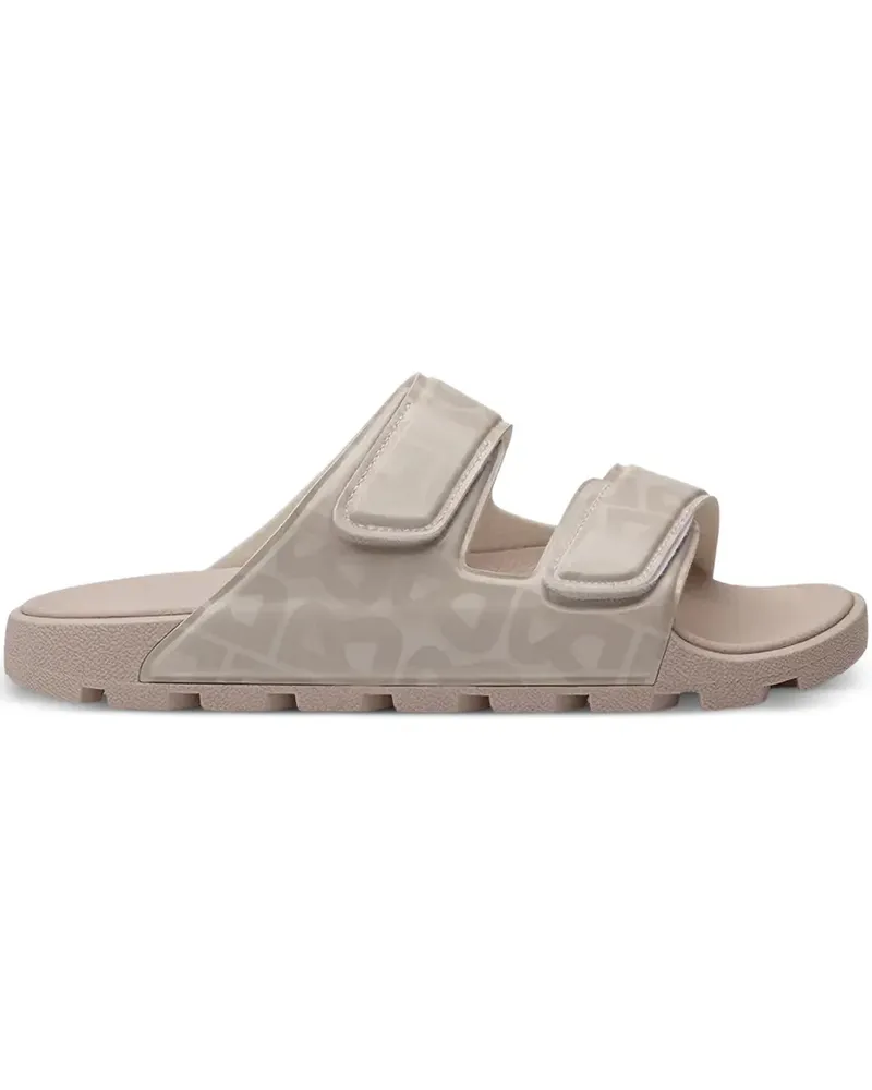 Bogner logo-pattern strapped slides - Nude Nude