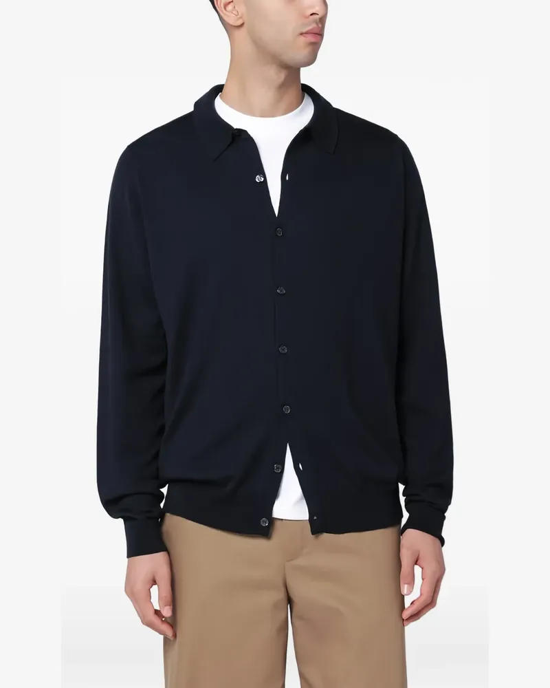 John Smedley long sleeve button polo shirt - Blau Blau