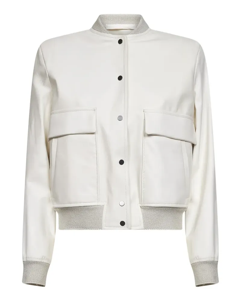 Salvatore Santoro ribbed leather bomber jacket - Weiß Weiß