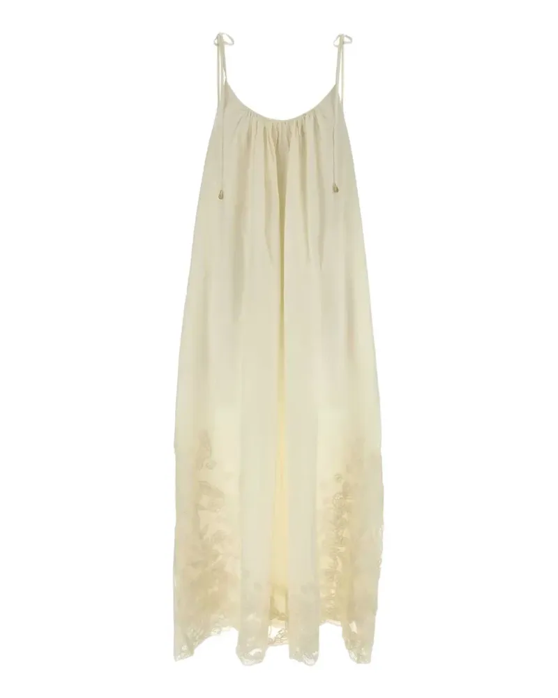 Cult Gaia Magda Midikleid mit Spitzenbesatz - Weiß Weiß