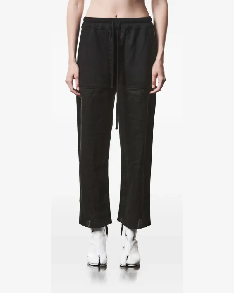 THOM KROM drawstring patch cotton trousers - Schwarz Schwarz