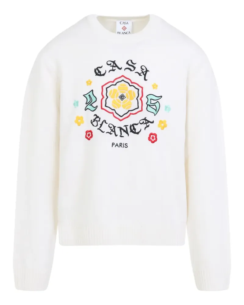 Casablanca Paris Pullover mit Blumenstickerei - Weiß Weiß