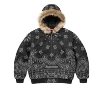 Jeansjacke aus Bandana-Jacquard - Schwarz