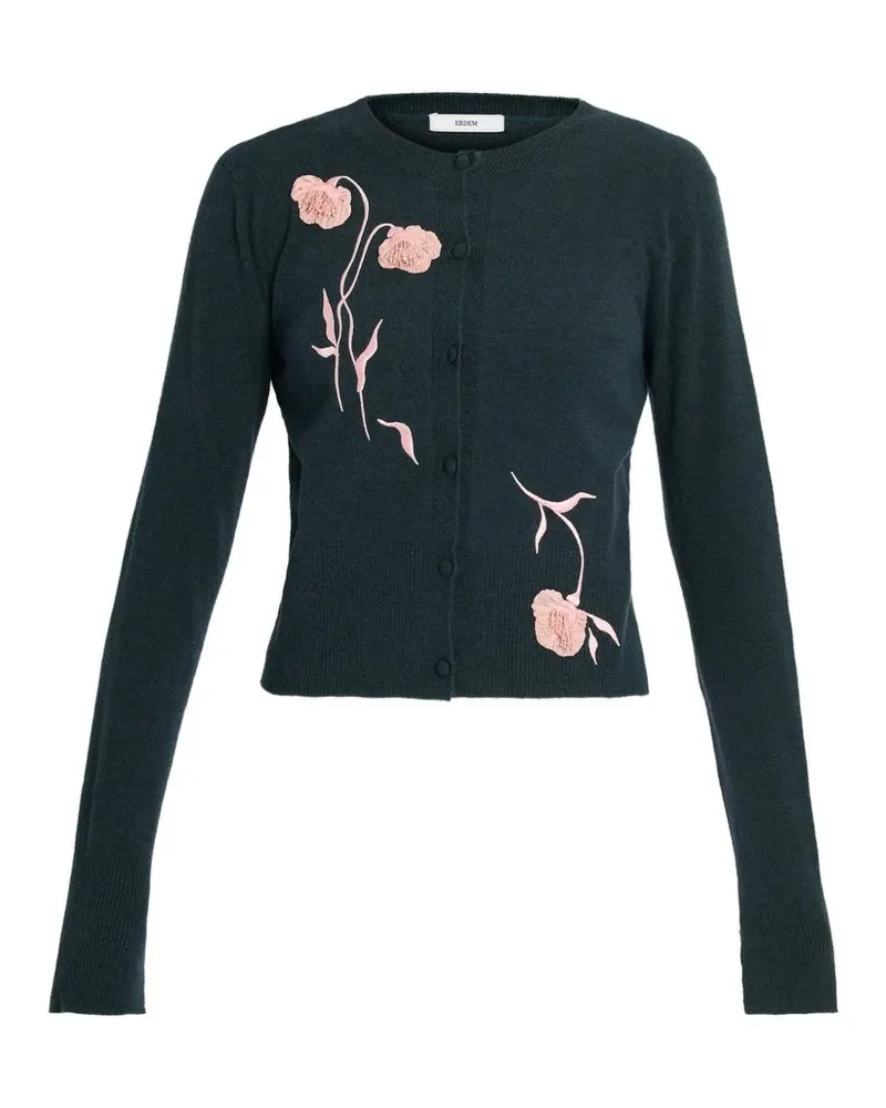 Erdem flower-embroidered cardigan - Grün Grün