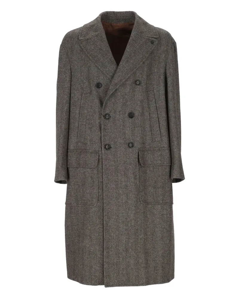 Outfit double-breasted herringbone coat - Braun Braun