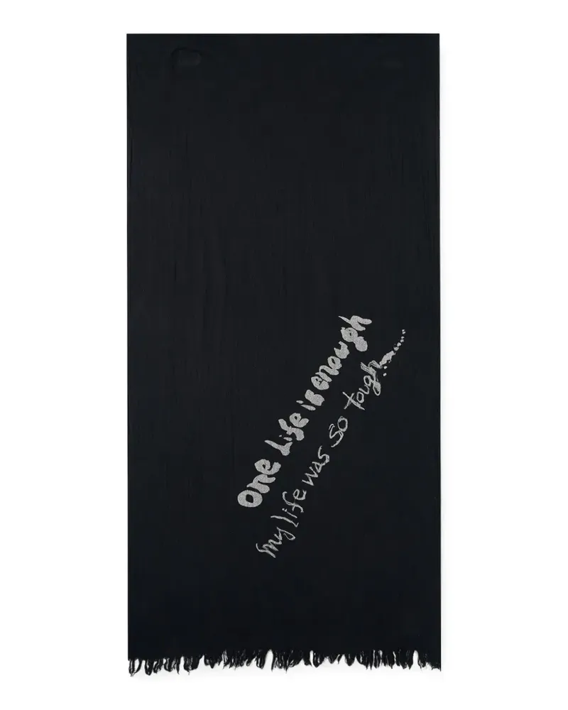 Yohji Yamamoto oversized fringe-trim scarf - Schwarz Schwarz