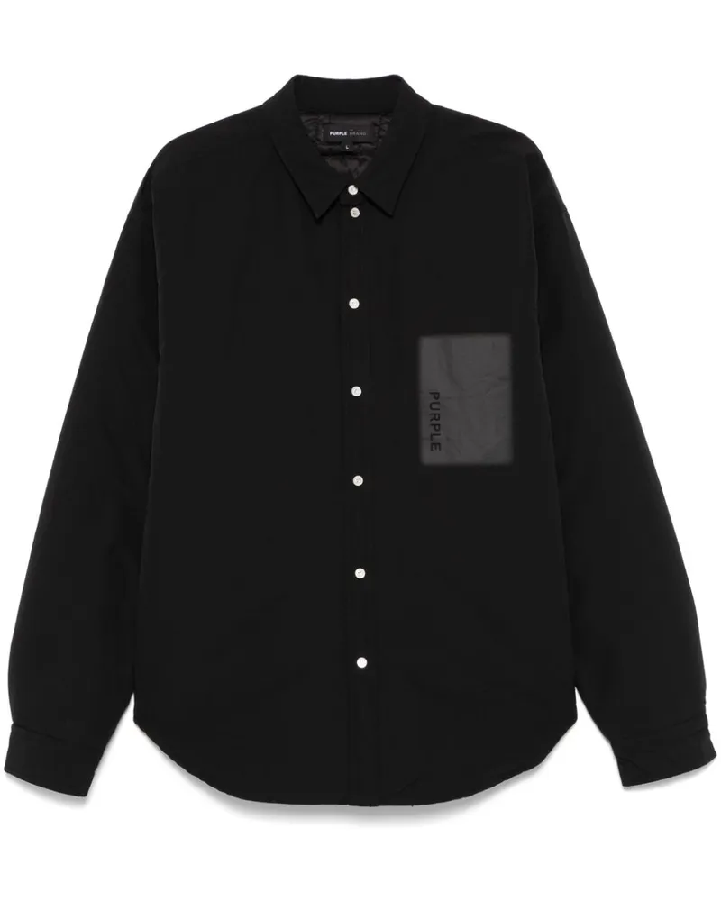 PURPLE BRAND Hemdjacke mit Logo-Print - Schwarz Schwarz