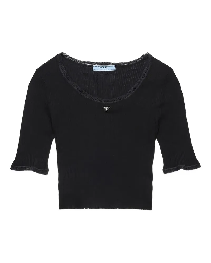 Prada cropped ribbed cotton T-shirt - Schwarz Schwarz