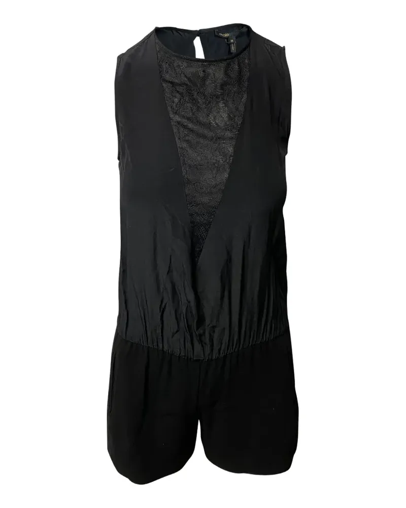 Maje lace-panelled playsuit - Schwarz Schwarz