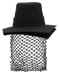 Yohji Yamamoto Fedora mit Mesh-Detail Schwarz