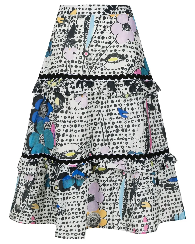 Amir Slama Gestufter Rock mit Blumen-Print - Mehrfarbig Mehrfarbig
