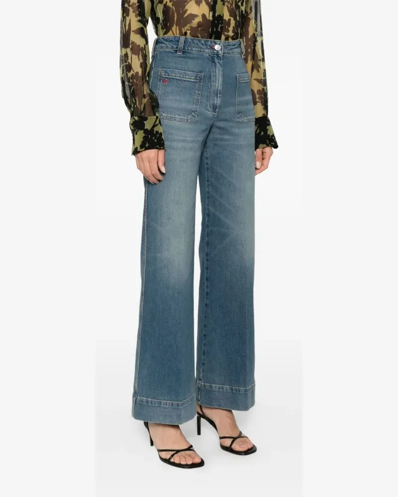 Victoria Beckham Jeans mit Logo-Patch - Blau Blau