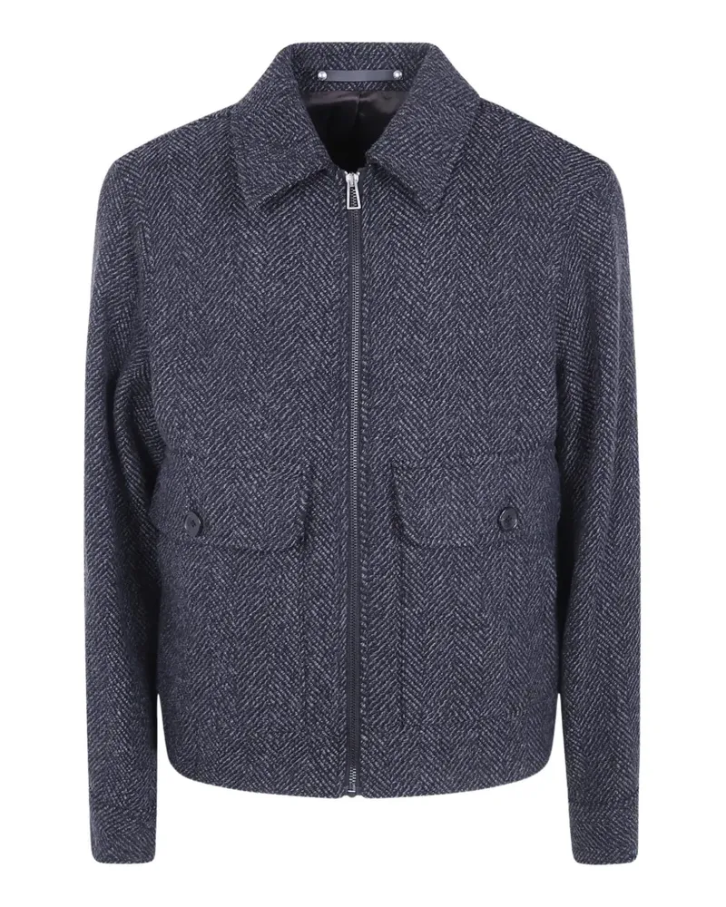 Paul Smith herringbone-pattern zip-up jacket - Schwarz Schwarz