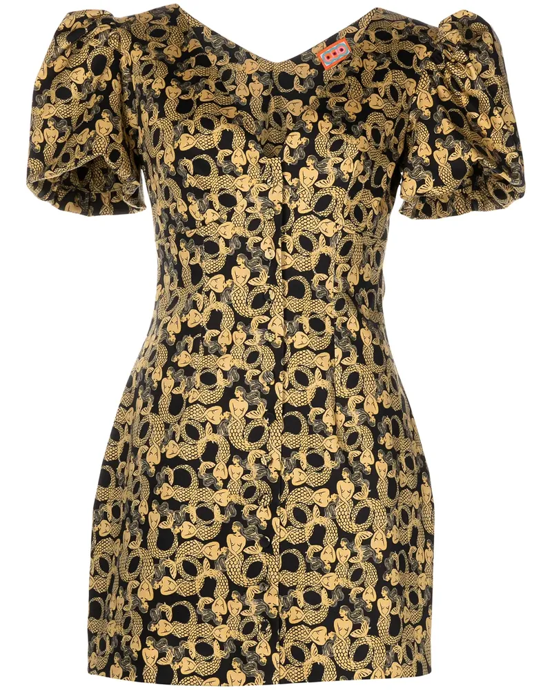 LHD Bonita Kleid mit Meerjungfrauen-Print - Gelb Gelb