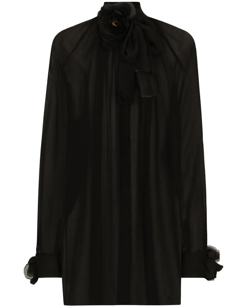 Dolce & Gabbana Bluse mit blumigen Applikationen - Schwarz Schwarz