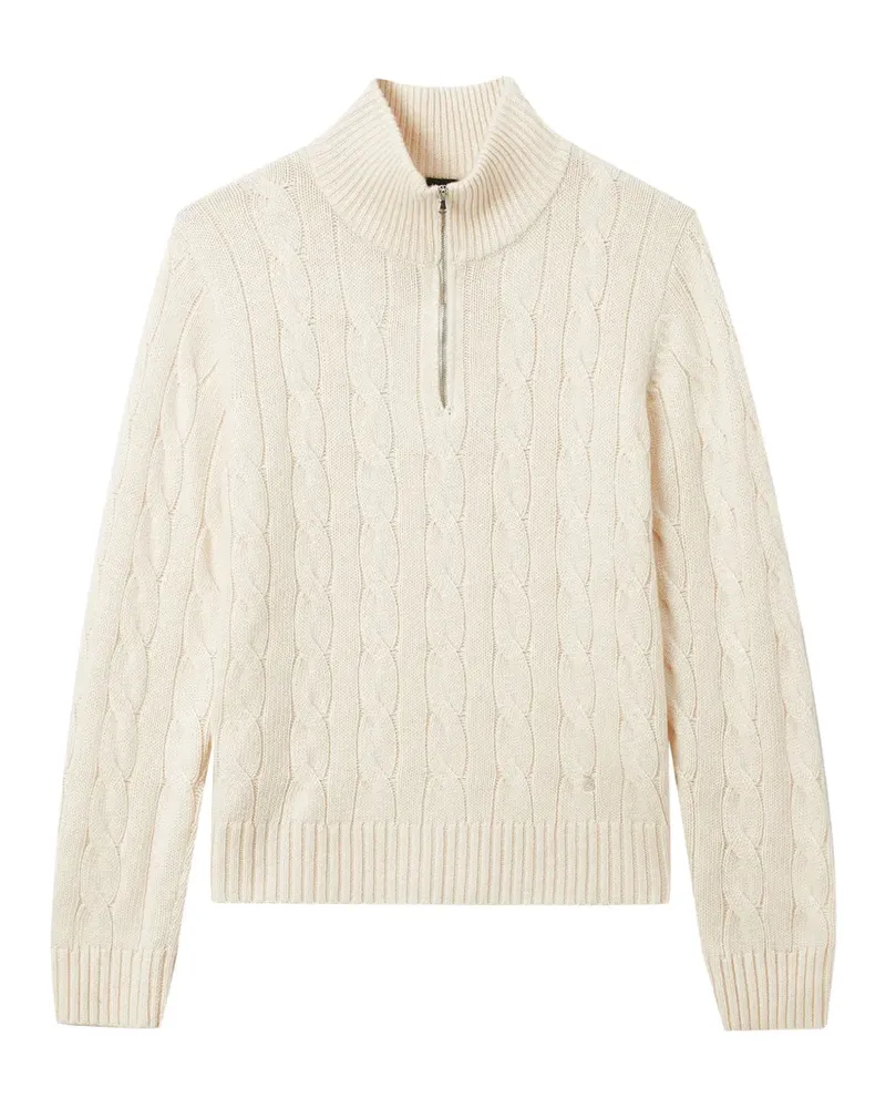 Tout a Coup Pullover mit Zopfmuster und Viertelreißverschluss - Nude Nude