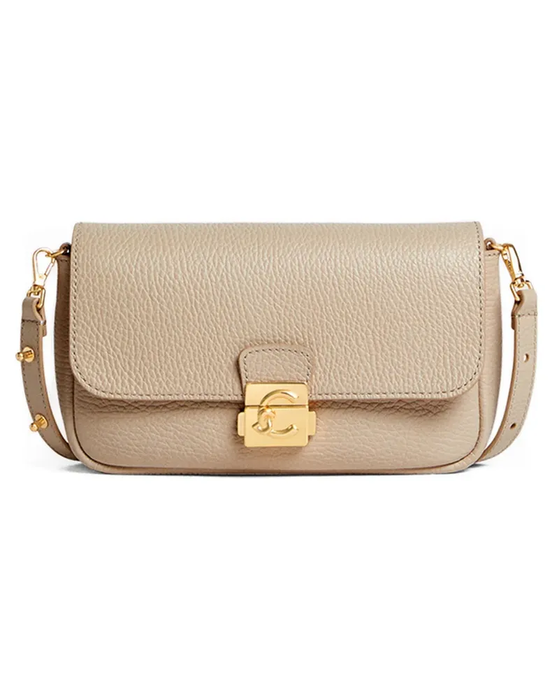 Coccinelle Mini Schultertasche mit Logo-Schild - Nude Nude