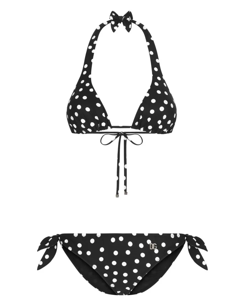 Dolce & Gabbana Gepunkteter Triangel-Bikini - Schwarz Schwarz