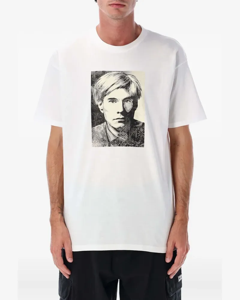 Obey T-Shirt mit Warhol-Porträt - Weiß Weiß