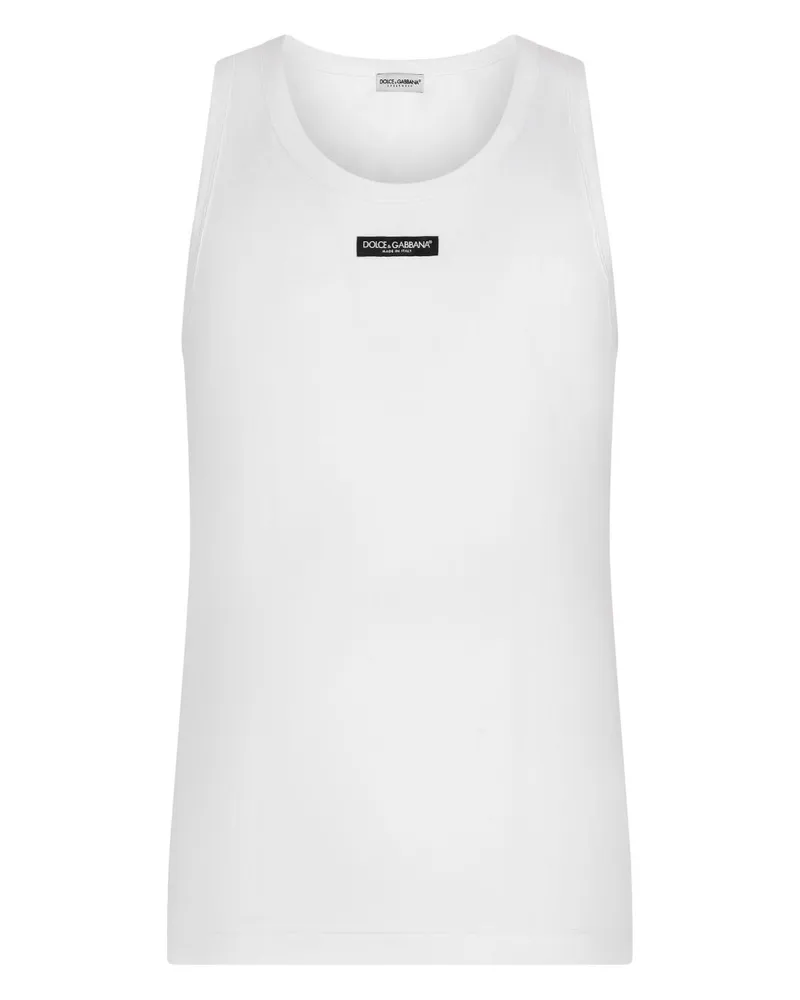 Dolce & Gabbana Trägershirt mit Logo-Patch - Weiß Weiß