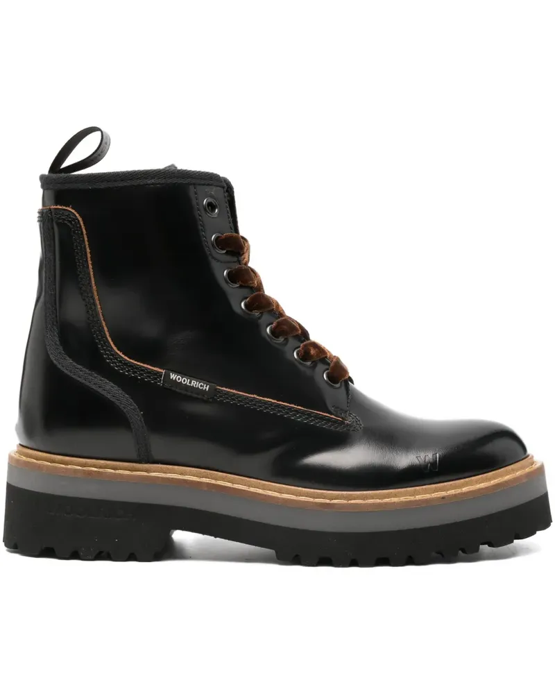 Woolrich Bikerstiefel mit Schnürung - Schwarz Schwarz