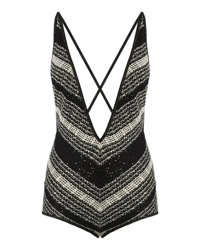 Missoni Pailletten-Badeanzug mit Zickzackmuster - Schwarz Schwarz