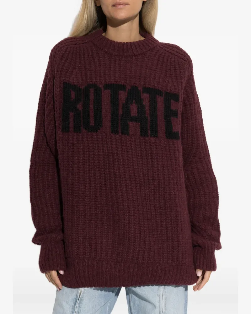 ROTATE Birger Christensen Pullover mit Logo-Intarsie Rot