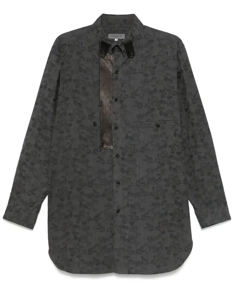 Yohji Yamamoto Hemd mit Jacquard-Blumenmuster - Blau Blau