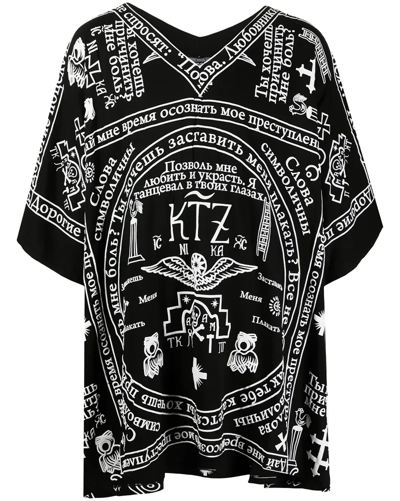 KTZ Kaftan mit Kirchen-Print - Schwarz Schwarz