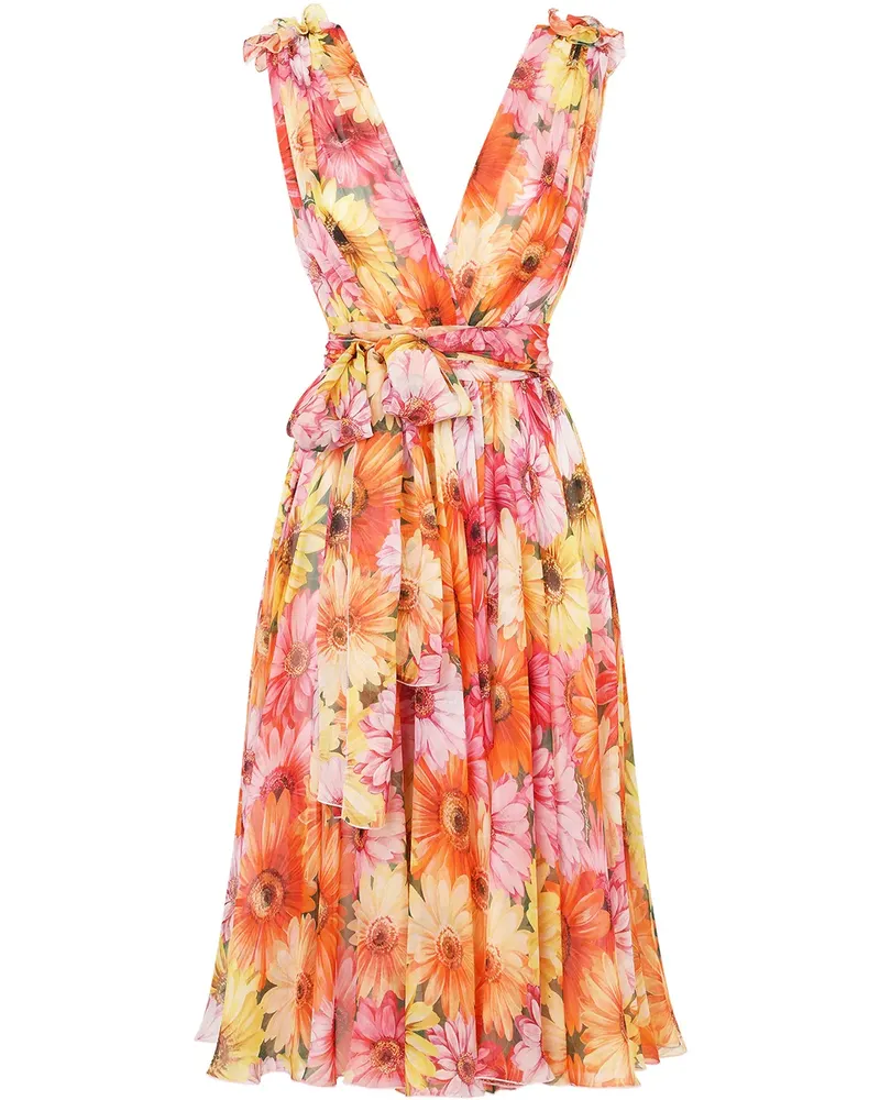 Dolce & Gabbana Seidenkleid mit Sonnenblumen-Print - Grün Grün