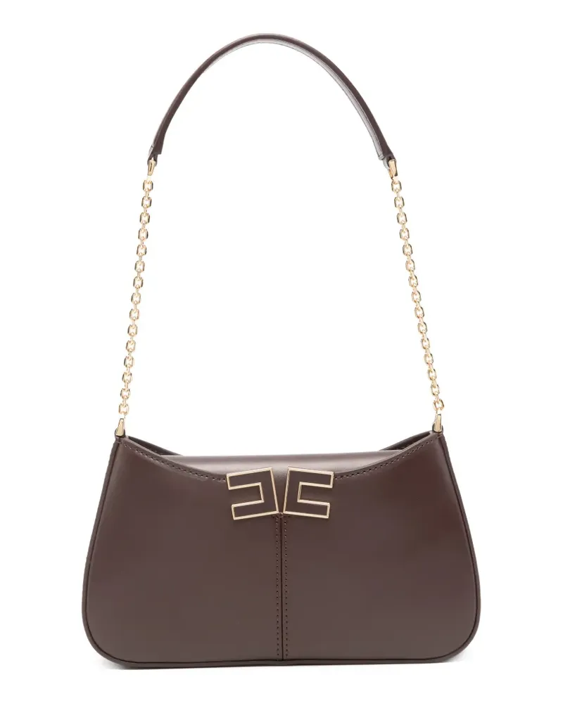 Elisabetta Franchi logo chain shoulder bag - Braun Braun