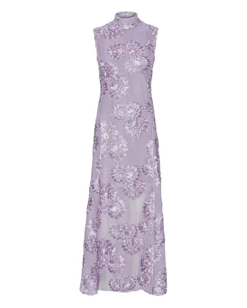 ROTATE Birger Christensen Maxikleid mit floralem Mesh - Violett Violett