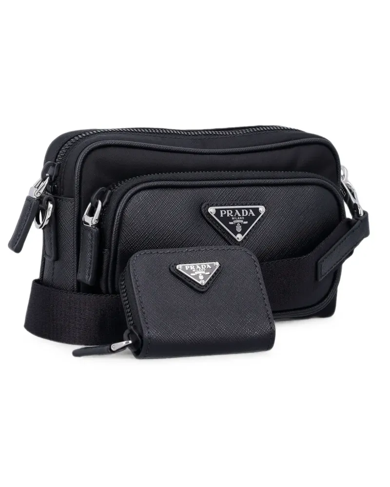 Prada Re-Nylon and Saffiano leather shoulder bag - Schwarz Schwarz