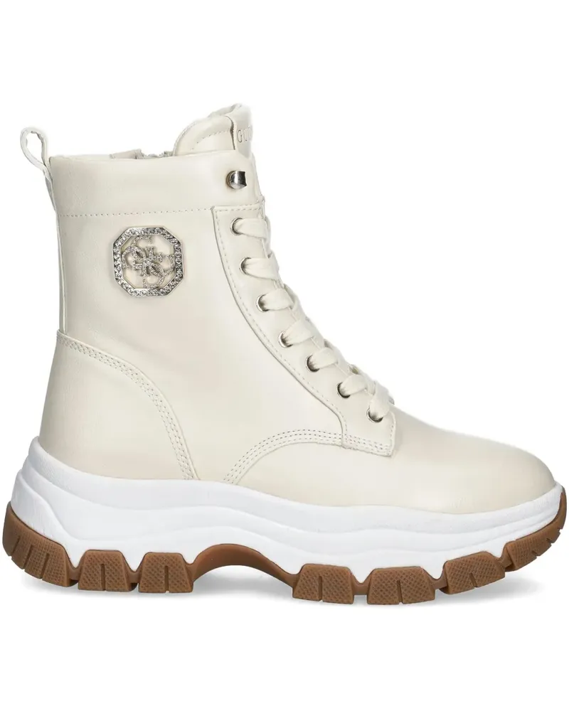 Guess 73mm Benzon logo-plaque high-top sneakers - Nude Nude