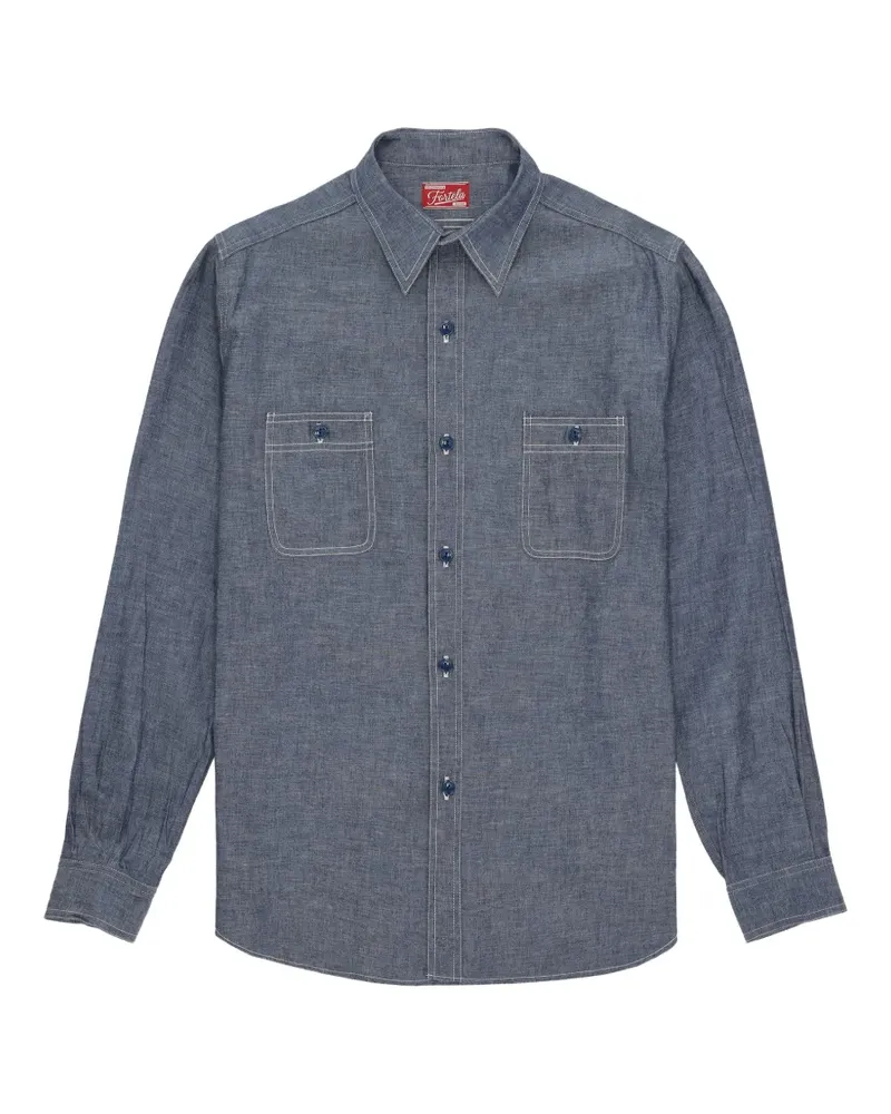 Fortela Otero patch-pocket chambray shirt - Blau Blau