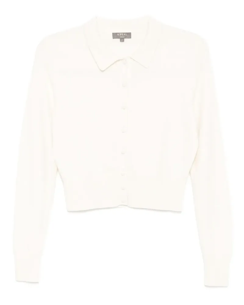 N.Peal Thea Cardigan mit Kragen - Weiß Weiß