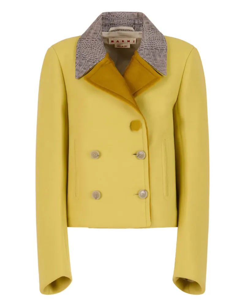 Marni Wolljacke mit Schlangenleder-Print - Gelb Gelb