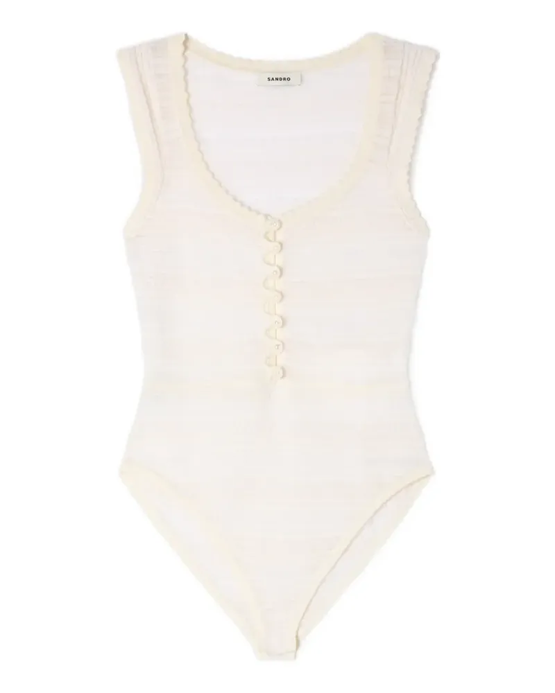 Sandro Gestrickter Body mit Perlenknöpfen - Weiß Weiß